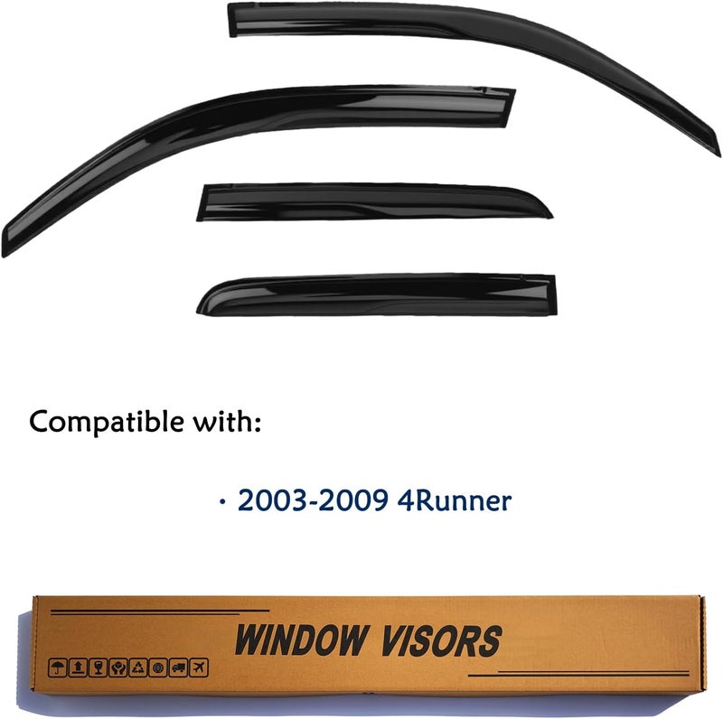 YLSCOO Window Visors Rain Guards fits 2003-2009 4Runner, Out-Channel Window Wind Deflectors Vent Shades Accessories, Dark Smoke 4 Pcs, 2004 2005 2006 2007 2008 - Image 2